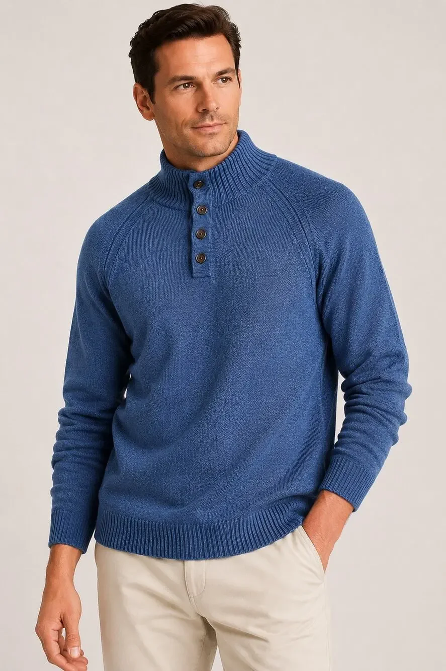 Banana Republic Novara Mock Neck Sweater – Navy Blue – XL – Italian Yarn